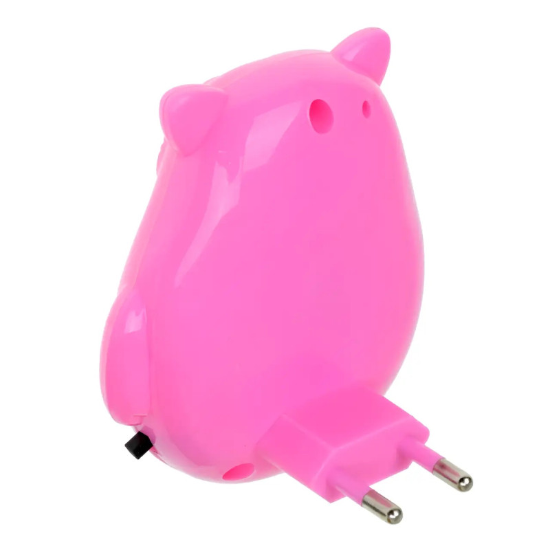 Нічник світлодіодний LED в розетку "Совеня" з вимикачем LEBRON L-W004, 1W, рожевий 15-12-20