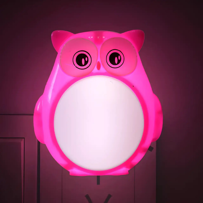 Нічник світлодіодний LED в розетку "Совеня" з вимикачем LEBRON L-W004, 1W, рожевий 15-12-20