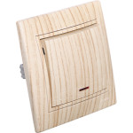 Выключатель одноклавишный с подсветкой LEZARD Mira дуб отбеленный 701-5252-111