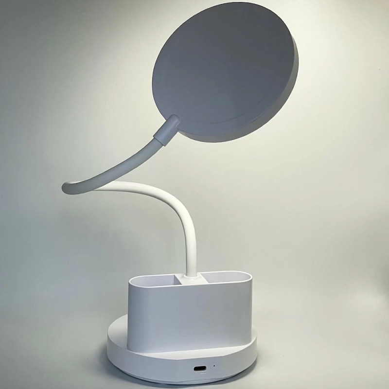 Лампа настольная светодиодная LED LEBRON L-TL-L-40, 5W, 4100K, Li-ion 1200mAh, белая, USB 15-13-40