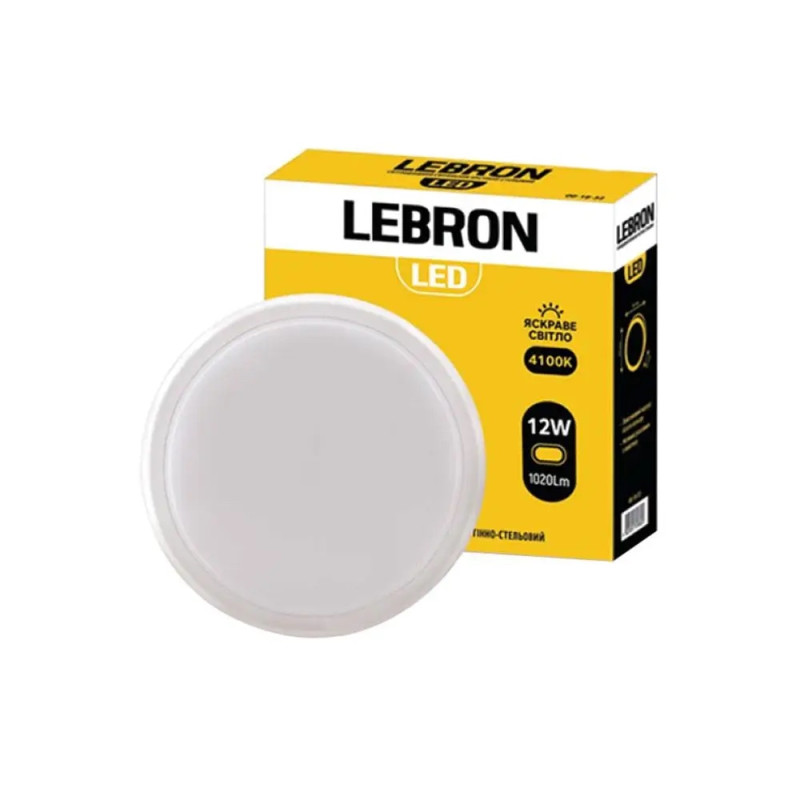 Светильник светодиодный ЖКХ LED LEBRON L-WLR-S, 12W, круглый, 4100K, 1050Lm, IP65, СВЧ датчик движения 15-37-32