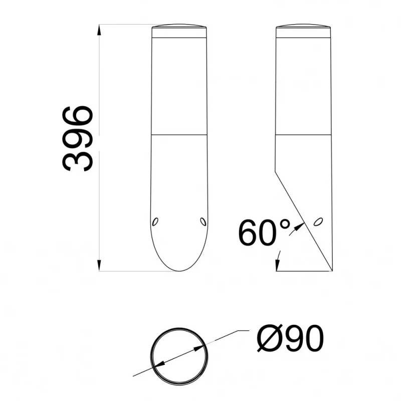 Фасадний світильник GARDEN косий, 40W, E27, IP44, ударост. PC/PP, чорний