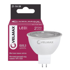 Светодиодная LED лампа VELMAX V-MR16L, 6W, GU5.3, 4100K, 600Lm, линза, EMC 21-14-34
