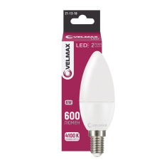 Светодиодная LED лампа VELMAX V-C37, 6W, E14, 4100K, 600Lm, EMC 21-13-16
