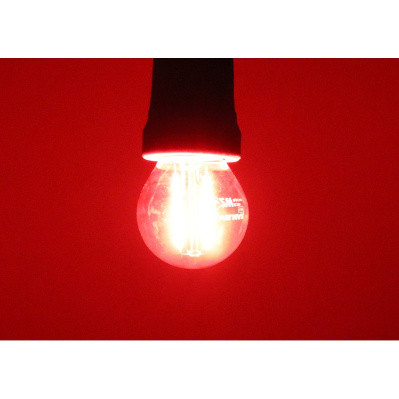 Светодиодная LED лампа VELMAX V-Filament-G45, 2W, E27, красная, 200Lm (21-41-32-1)