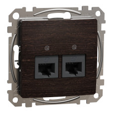 Розетка двойная компьютерная RJ45 CAT 5E UTP Венге Sedna Elements Schneider Electric SDD181452