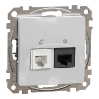 Розетка телекомунікаційна RJ45+RJ11 6UTP алюміній Sedna Design & Elements SDD113468