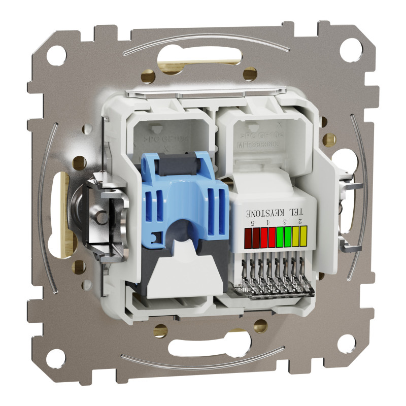 Розетка телекоммуникационная RJ45+RJ11 6UTP береза Sedna Design & Elements SDD180468