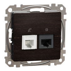 Розетка телекоммуникационная RJ45+RJ11 6UTP венге Sedna Design & Elements SDD181468
