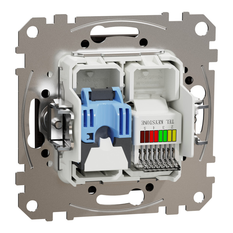 Розетка телекоммуникационная RJ45+RJ11 6UTP венге Sedna Design & Elements SDD181468