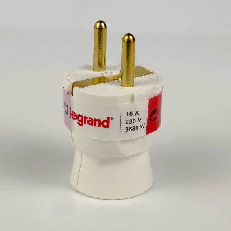 Вилка Legrand з заземленням 16A прямий ввід біла ( 050187 )