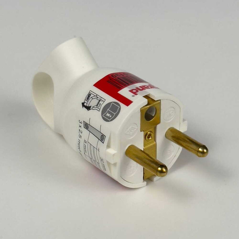 Вилка Legrand с заземлением 16A косой ввод белая ( 050190 )