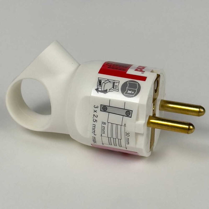 Вилка Legrand с заземлением 16A косой ввод белая ( 050190 )