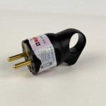 Вилка Legrand с заземлением 16A косой ввод черная (050194)