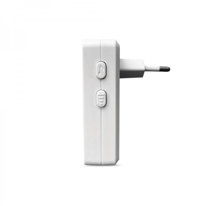 Дзвінок дверний безпровідний E-401, база AC 230В, кнопка DC 12В, 38 мелодій, білий 80667