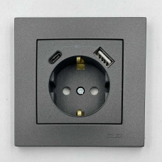 Розетка EL-BI VEGA белый мат 1-на с заземлением + 2USB (Type C+A) 3A ( 510-016200-347 )