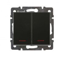 Выключатель двухклавишный с подсветкой LEZARD Rain антрацит 703-4288-112