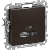 Розетка USB A+C 3 A 45 Вт Венге Sedna Elements Schneider Electric SDD181404
