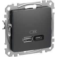 Розетка USB двойная А+А, 2.1А 230В Антрацит Sedna Design Schneider Electric SDD114404