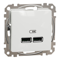 Розетка USB подвійна А+А, 2.1А 230В Білий Sedna Design Schneider Electric SDD111401