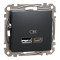 Розетка USB двойная А+C 2.4А 230В, Черный, Sedna Design Schneider Electric SDD114402