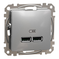 Розетка USB тип A+A 2,1A алюминий Sedna Design Schneider Electric SDD113401