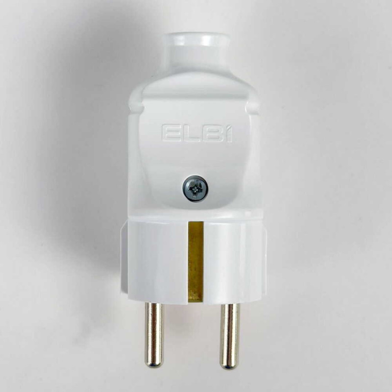 Вилка штепсельная EL-BI с заземлением бело-красная инд. уп. (505-005101-816)