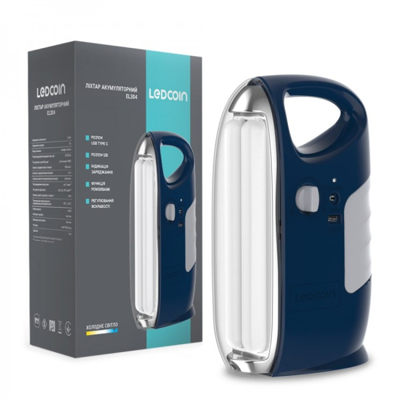 Акумуляторний світлодіодний ліхтар Ledcoin EL304 10Вт синій (80563)