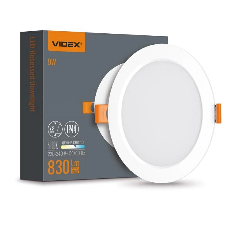 Светодиодный LED светильник Back встроенный круглый VIDEX 9W 5000K (VL-DLBR-095)