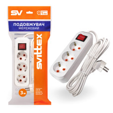 Удлинитель SVITTEX трехместный с заземлением и выключателем 3м 3*1,0мм² 16А 2500Вт (SV-011-3)