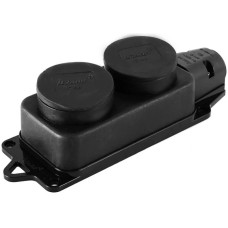 Розетка 2-я наружная с заглушками 2Р+РЭ 1х16А 220-240V каучук 106-0400-0110