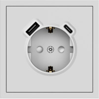 Розетка с заземлением 16А с USB-A 18W и Type-C 20W, механизм белый Soft ER123USB-W ARDERO (без рамки) 80724