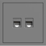 Розетка компьютерная двойная, серый механизм Soft ER152PC-G ARDERO (без рамки) 80775