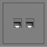 Розетка компьютерная двойная, серый механизм Soft ER152PC-G ARDERO (без рамки) 80775