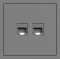 Розетка компьютерная двойная, серый механизм Soft ER152PC-G ARDERO (без рамки) 80775