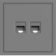 Розетка компьютерная двойная, серый механизм Soft ER152PC-G ARDERO (без рамки) 80775