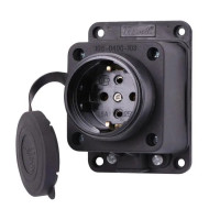 Настенная розетка накл. прямая с заглушкой 2Р+РЭ 1х16А 220-240V каучук 106-0400-0103