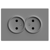Розетка двойная без заземления серый 16А Soft ER112-G ARDERO 80771