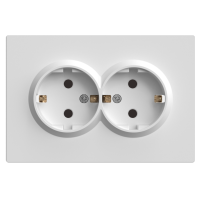 Розетка двойная с заземлением белый 16А Soft ER122-W ARDERO (без рамки) 80720