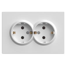 Розетка двойная с заземлением белый 16А Soft ER122-W ARDERO (без рамки) 80720
