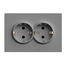 Розетка двойная с заземлением серый 16А Soft ER122-G ARDERO (без рамки) 80772