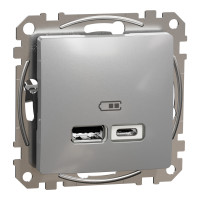 Розетка USB тип A+C 2,4A алюминий Sedna Design Schneider Electric SDD113402