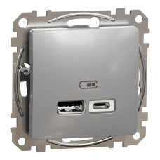 Розетка USB тип A+C 2,4A алюминий Sedna Design Schneider Electric SDD113402