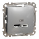 Розетка USB тип A+C 2,4A алюминий Sedna Design Schneider Electric SDD113402