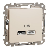 Розетка USB тип A+C 2,4A бежева Sedna Design Schneider Electric SDD112402