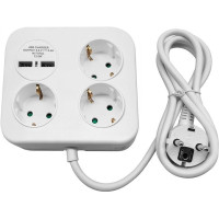 Удлинитель квадратный на 3 розетки и 2 USB 1,4м белый PS-4(GS)/W VIRONE