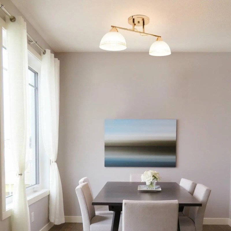 Потолочная люстра Sirius на два плафона с окантовкой под лампу Е27 золотая IP20 Л 8053/2