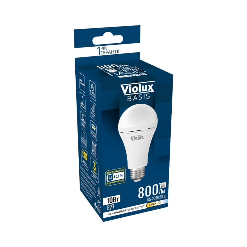 Лампа акумуляторна LED BASIS A70 10W E27 4000K Violux ( 827100 )