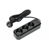 Сетевой удлинитель 3 гнезда 3М с заземляющим контактом (7533) Черный