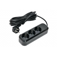 Сетевой удлинитель 3 гнезда 5М с заземляющим контактом (7535) Черный